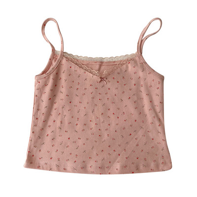 Topuri pentru femei Topuri de vară pentru fete Topuri scurte, subțiri, din dantelă, cu imprimeu dulce, crop top pentru femei, cu fundul drăguț, topuri pentru femei, top pentru femei