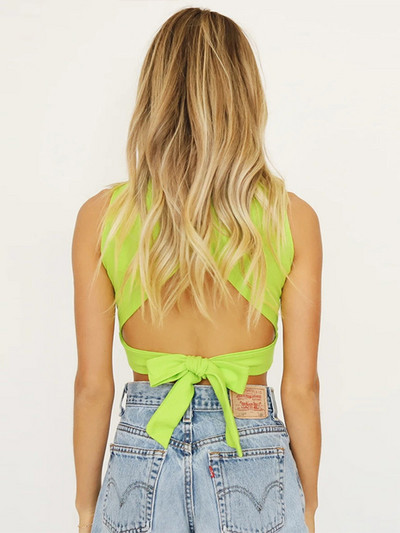 Seksi ženska majica bez rukava bez rukava, uska majica s kratkim rukavima, ljeto 2022., ležerna ulična odjeća, jednobojna, mekana, ukrštena majica