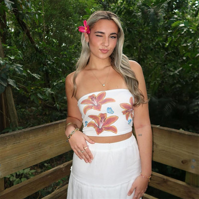 Nyári új európai-amerikai divatos női pántos mellkas felsők Y2K liliommintás vállnélküli cső felső lány szexi hát nélküli, karcsú tartály