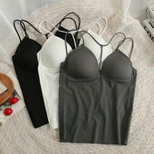 Ženska majica bez rukava s ugrađenim grudnjakom Špagete naramenicama Za žene Ice Silk Ležerne ljetne majice s rukavima Ženske korejske mode Dropshipping