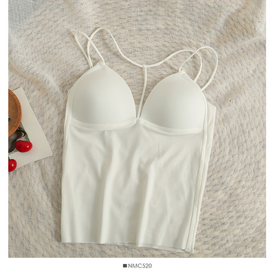 Ženska majica bez rukava s ugrađenim grudnjakom Špagete naramenicama Za žene Ice Silk Ležerne ljetne majice s rukavima Ženske korejske mode Dropshipping