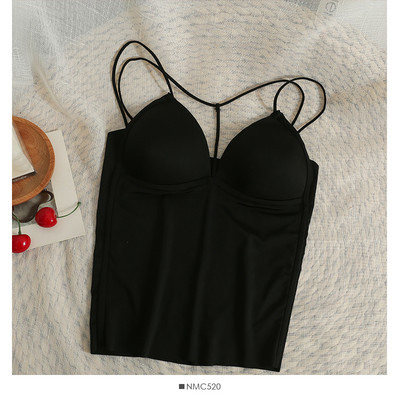 Ženska majica bez rukava s ugrađenim grudnjakom Špagete naramenicama Za žene Ice Silk Ležerne ljetne majice s rukavima Ženske korejske mode Dropshipping