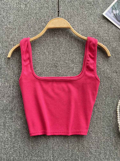 Ženska majica bez rukava, seksi Y2K majica s kratkim krojem, jednobojna bluza bez rukava, jednobojna majica bez rukava