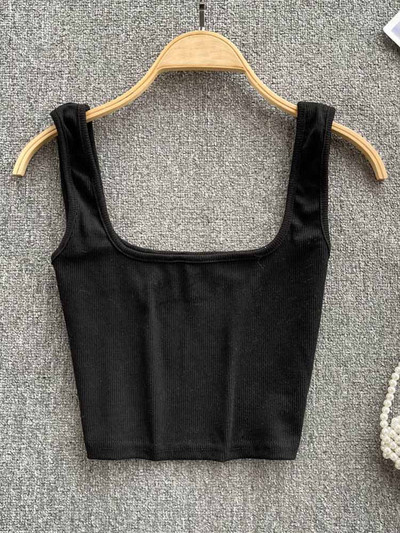 Ženska majica bez rukava, seksi Y2K majica s kratkim krojem, jednobojna bluza bez rukava, jednobojna majica bez rukava