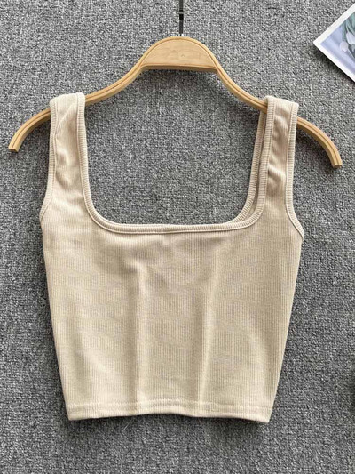 Ženska majica bez rukava, seksi Y2K majica s kratkim krojem, jednobojna bluza bez rukava, jednobojna majica bez rukava