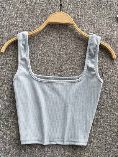 Ženska majica bez rukava, seksi Y2K majica s kratkim krojem, jednobojna bluza bez rukava, jednobojna majica bez rukava