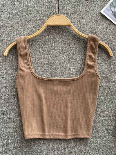 Ženska majica bez rukava, seksi Y2K majica s kratkim krojem, jednobojna bluza bez rukava, jednobojna majica bez rukava