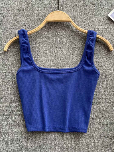 Ženska majica bez rukava, seksi Y2K majica s kratkim krojem, jednobojna bluza bez rukava, jednobojna majica bez rukava