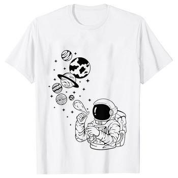 Astronaut Spaceman Planets Забавна космическа риза Дамска тениска Ежедневни топове Solar System Женска тениска с къс ръкав Streetwear