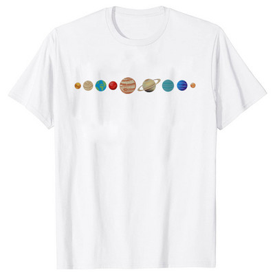 Astronaut Spaceman Planets Cămașă spațială amuzantă Tricou pentru femei Topuri casual Sistemul solar Tricou cu mânecă scurtă pentru femei