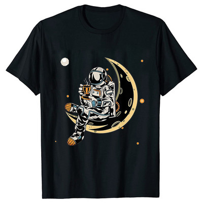 Astronaut Spaceman Planets Cămașă spațială amuzantă Tricou pentru femei Topuri casual Sistemul solar Tricou cu mânecă scurtă pentru femei