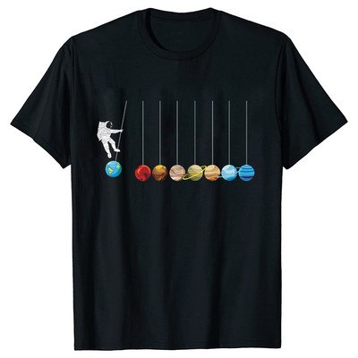 Astronaut Spaceman Planets Cămașă spațială amuzantă Tricou pentru femei Topuri casual Sistemul solar Tricou cu mânecă scurtă pentru femei