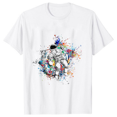 Astronaut Spaceman Planets Cămașă spațială amuzantă Tricou pentru femei Topuri casual Sistemul solar Tricou cu mânecă scurtă pentru femei