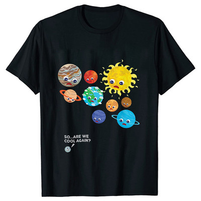 Astronaut Spaceman Planets Cămașă spațială amuzantă Tricou pentru femei Topuri casual Sistemul solar Tricou cu mânecă scurtă pentru femei