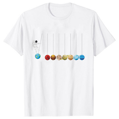 Astronaut Spaceman Planets Cămașă spațială amuzantă Tricou pentru femei Topuri casual Sistemul solar Tricou cu mânecă scurtă pentru femei