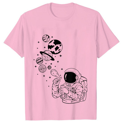 Astronaut Spaceman Planets Cămașă spațială amuzantă Tricou pentru femei Topuri casual Sistemul solar Tricou cu mânecă scurtă pentru femei