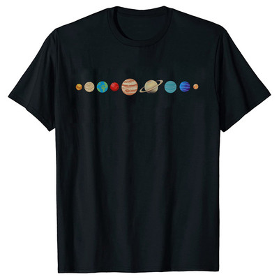 Astronaut Spaceman Planets Cămașă spațială amuzantă Tricou pentru femei Topuri casual Sistemul solar Tricou cu mânecă scurtă pentru femei