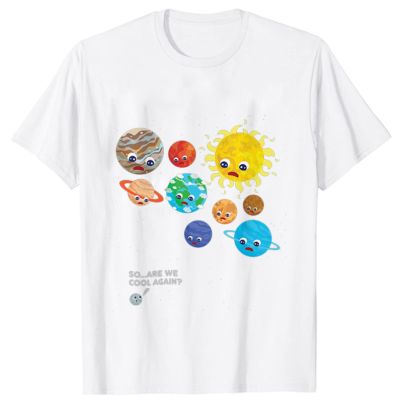 Astronaut Spaceman Planets Cămașă spațială amuzantă Tricou pentru femei Topuri casual Sistemul solar Tricou cu mânecă scurtă pentru femei