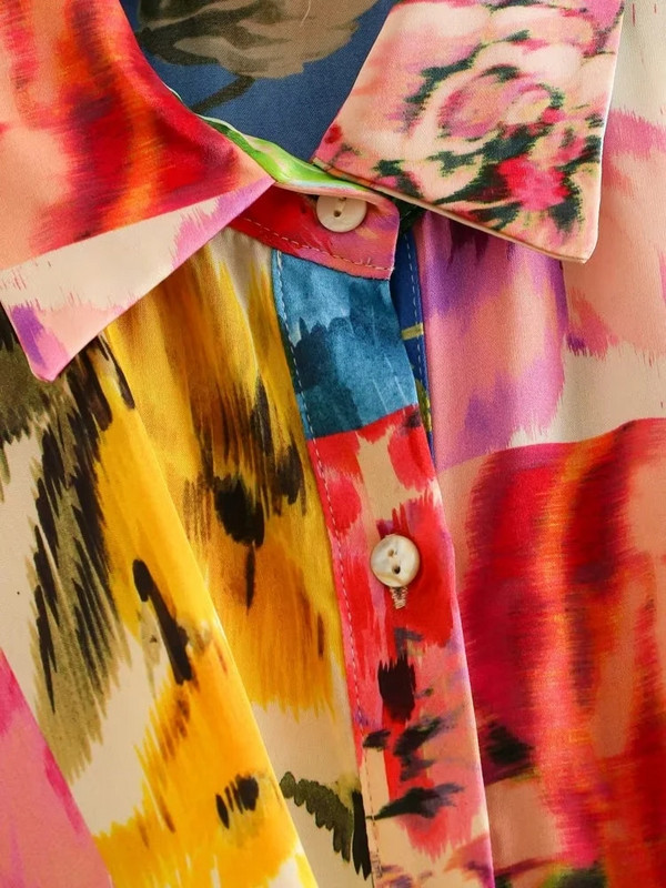 Foridoli lilleline Boho lips, värvitud suvine pikkade varrukatega mängukostüüm, rannanööbiga särk, kevadine laia jalaga kampsun