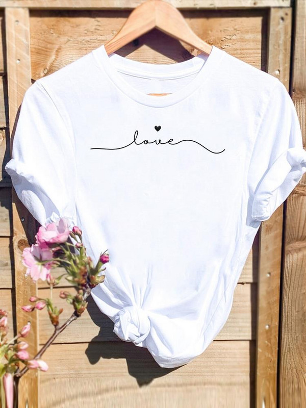 levél édes trend aranyos Ruházat Grafikus póló rövid ujjú nyakkivágással divat T Top Print Női Rajzfilm ing Női pólók