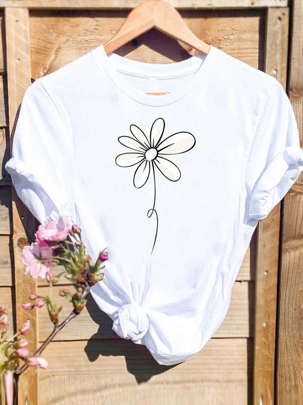 levél édes trend aranyos Ruházat Grafikus póló rövid ujjú nyakkivágással divat T Top Print Női Rajzfilm ing Női pólók