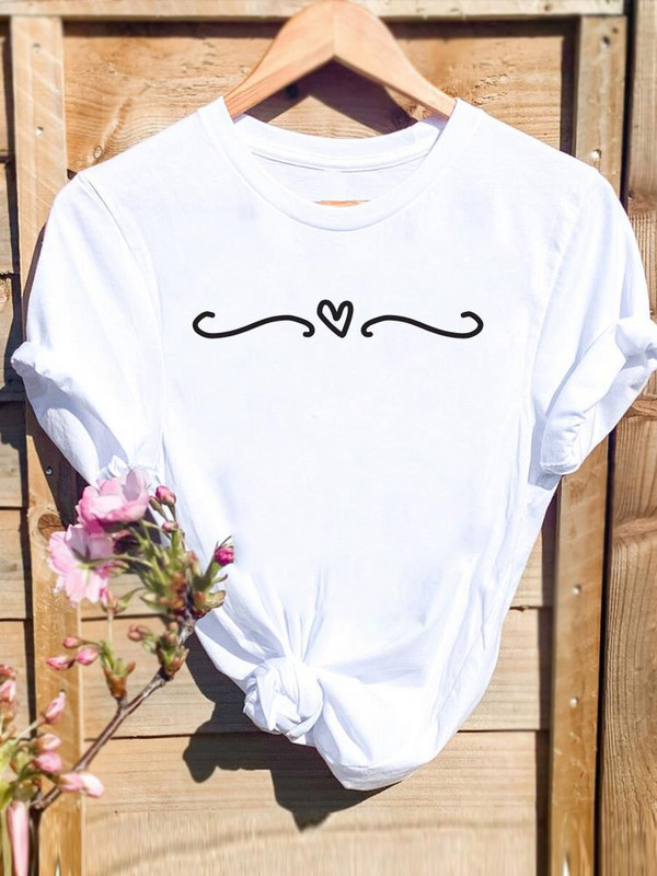 levél édes trend aranyos Ruházat Grafikus póló rövid ujjú nyakkivágással divat T Top Print Női Rajzfilm ing Női pólók