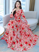 2023 rochie midi din șifon floral de plajă femei de lux elegantă primăvară vară modă coreeană ocazional bodycon petrecere rochii lungi de seară