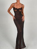 Mozision Elegant Spaghetti Strap Print Maxi Ruha Női Köntös Divat Ujjatlan Hátatlan Csipke Club Party Hosszú Ruha Vestido