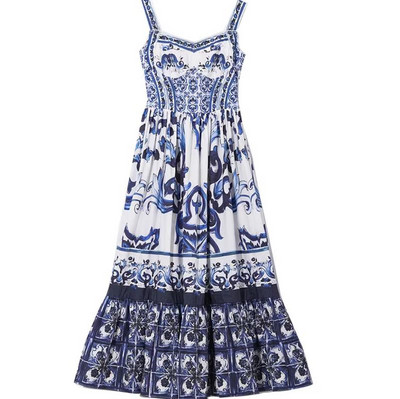 Rochie de damă cu decolteu în V, roșu, albastru și alb, cu bretele spaghete, rochie maxi de vacanță de vară, piesă de vară, imprimeu floral, halate lungi de vacanță