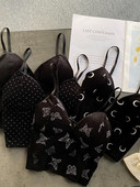 Naiste retro-veluurrihmaga topid suvised V-kaelusega, varrukateta, seljata õhuke, šikk printiga seksikas õlgadeta lühike kaamis