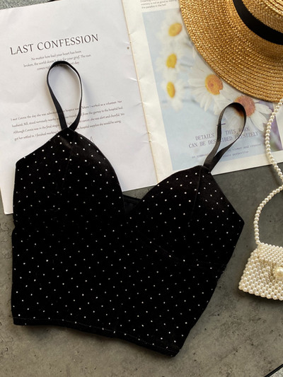 Naiste retro-veluurrihmaga topid suvised V-kaelusega, varrukateta, seljata õhuke, šikk printiga seksikas õlgadeta lühike kaamis