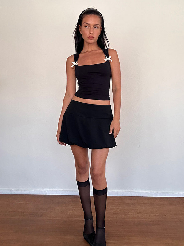 Cute Bow Fairy Y2K Coquette Topuri decupate Vestă pentru femei de vară Slim Fit Camisole anii 2000 Estetică retro Kawaii Streetwear