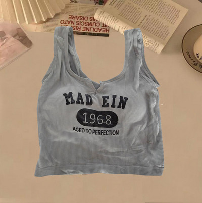 Varrukateta Casual Tank Camis naistele Kevadine Kõikvõimas kirjaprint Femme Corset Crop Tops sisseehitatud rinnahoidjatega.