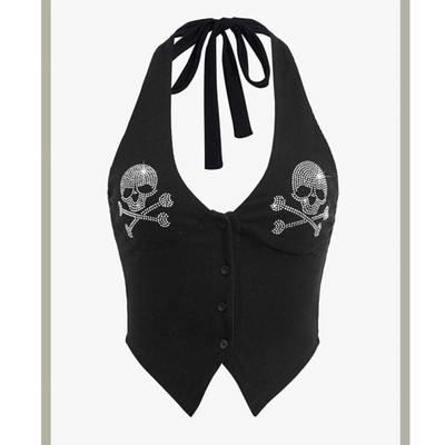 tänavarõivad Punk-kivist päitsetega kaelarihm varrukateta vest seksikas vintage gooti esteetiline suvemood Casual Camisole