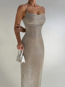 Sügis 2023 Seksikad varrukateta litritega litritega õhtupeoklubi maksikleit naistele Bodycon seljata lõhestatud pikad kleidid Vestido uus