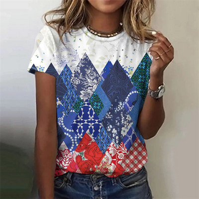 Uued 3D-mängukaardi lilledega trükitud t-särgid naistele Suvemood Tänava ümarkaelus lühikeste varrukatega tüdrukutele, ilusad T-särgi topid