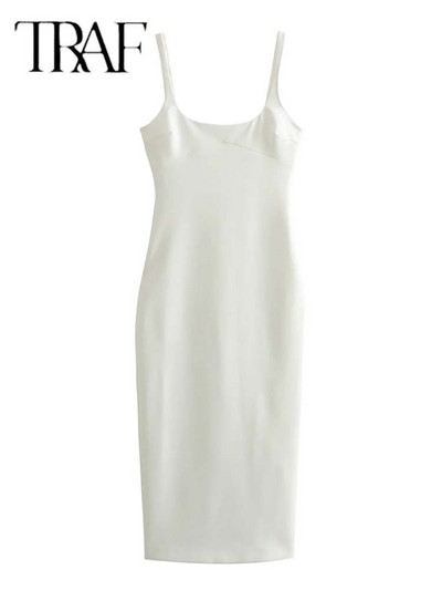 TRAF duge kratke haljine bez rukava za žene Ljeto 2024. Midi haljina Ženske seksi haljine bez leđa Ženske haljine za zabavu