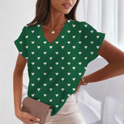 Ljubavna majica kratkih rukava za žene Modne majice kratkih rukava s V-izrezom Ljetna ženska odjeća Slobodno vrijeme Harajuku majice Majice s uličnim trendom za djevojke