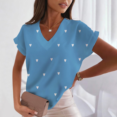 Ljubavna majica kratkih rukava za žene Modne majice kratkih rukava s V-izrezom Ljetna ženska odjeća Slobodno vrijeme Harajuku majice Majice s uličnim trendom za djevojke