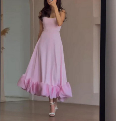 Rochie elegantă cu volane, solidă, lungă, rochii de petrecere cu bretele în talie, la modă, fără mâneci, fără spate, fustă leagăn de plajă.