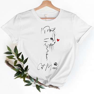 Cat Mom T-särgid naistele Emadepäeva T-särgid Mood Cat Valentines Loomingulised isiksused Arvustused Paljud riided Kevad