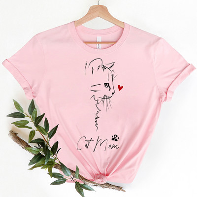 Cat Mom T-särgid naistele Emadepäeva T-särgid Mood Cat Valentines Loomingulised isiksused Arvustused Paljud riided Kevad