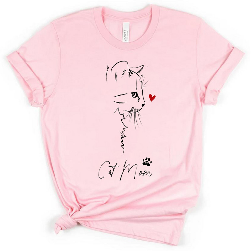 Cat Mom T-särgid naistele Emadepäeva T-särgid Mood Cat Valentines Loomingulised isiksused Arvustused Paljud riided Kevad