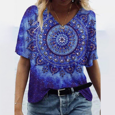 Tricouri de vară pentru femei, cu decolteu în V, cu imprimeu grafic, cu mâneci scurte, pentru femei, 5xl, largi, florale, haioase, tricou casual 2022