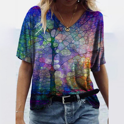 Tricouri de vară pentru femei, cu decolteu în V, cu imprimeu grafic, cu mâneci scurte, pentru femei, 5xl, largi, florale, haioase, tricou casual 2022