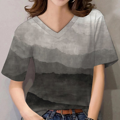 Tricouri de vară pentru femei, cu decolteu în V, cu imprimeu grafic, cu mâneci scurte, pentru femei, 5xl, largi, florale, haioase, tricou casual 2022