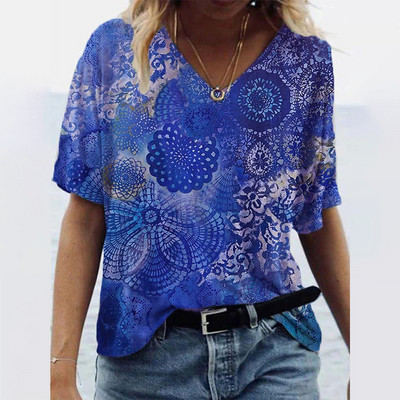 Tricouri de vară pentru femei, cu decolteu în V, cu imprimeu grafic, cu mâneci scurte, pentru femei, 5xl, largi, florale, haioase, tricou casual 2022