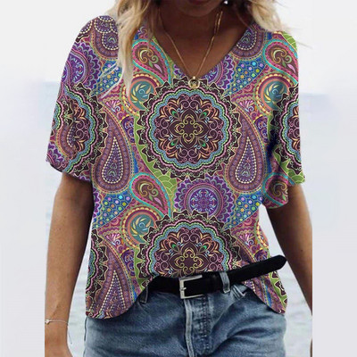 Tricouri de vară pentru femei, cu decolteu în V, cu imprimeu grafic, cu mâneci scurte, pentru femei, 5xl, largi, florale, haioase, tricou casual 2022