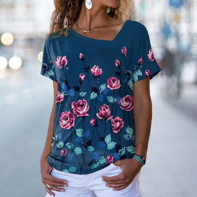 Tricouri de vară pentru femei, cu decolteu în V, cu imprimeu grafic, cu mâneci scurte, pentru femei, 5xl, largi, florale, haioase, tricou casual 2022