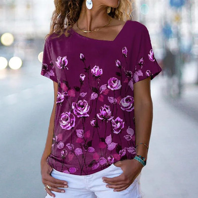 Tricouri de vară pentru femei, cu decolteu în V, cu imprimeu grafic, cu mâneci scurte, pentru femei, 5xl, largi, florale, haioase, tricou casual 2022